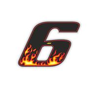 4R Quattroerre.it Nombre de Course 6 Grand, Flammes, 10 x 7,5 cm