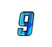 4R Quattroerre.it Nombre de Course 9 Holographique Fin, Bleu, 10 x 6,5 cm