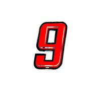 4R Quattroerre.it Nombre de Course 9 Holographique Fin, Rouge, 10 x 6,5 cm