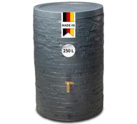4rain ARONDO Récupérateur d’Eau de Pluie 250L Graphite Réservoir de | Stockage Robuste Cuve Eau de Pluie Durable avec Robinet PE Imitation Laiton Couvercle Pratique et esthétique