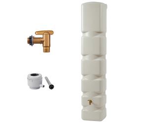 4rain BASIC réservoir mural kit complet 300 L, beige sable y compris robinet de vidange en plastique et raccord de descente