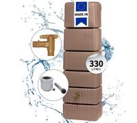 4rain Kit Cuve Murale SLIM 330 L taupe avec Robinet PE Imitation laiton, Collecteur Filtrant Eco gris