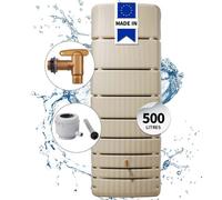 4rain Kit Cuve Murale SLIM 500 L sable Livré avec robinet PE imitation laiton et collecteur filtrant Eco gris