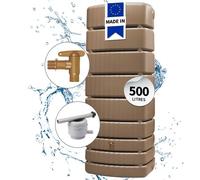 4rain Kit Cuve Murale SLIM 500L taupe avec Robinet PE Imitation laiton, Collecteur Filtrant Eco gris