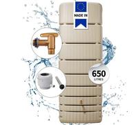4rain Kit Cuve murale SLIM 650 L sable avec robinet PE imitation laiton et collecteur Eco gris