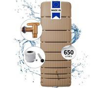 4rain Kit Cuve Murale SLIM 650 L taupe avec Robinet PE Imitation laiton et Collecteur Filtrant Eco gris