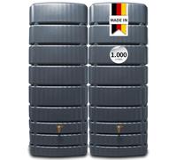 4rain Kit de réservoir Mural Slim, 1000 l, Graphite Grey, 2x500 litres