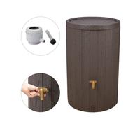 4rain Kit Réservoir MADERA 220 L, marron incl. robinet de vidange en plastique et raccord de descente