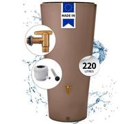 4rain Kit Réservoir VASO 2en1 220 L taupe avec robinet PE imitation laiton, bac à plantes intégré et collecteur Eco gris
