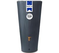 4rain Linus 2en1 Recuperateur d Eau de Pluie 220L Graphite avec bac à Plantes intégré - Recuperateur Eau de Pluie, Récupérateur Eau de Pluie, Reservoir Eau, Cuve Eau de Pluie, Cuve a Eau, Tonneau