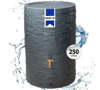 4rain Réservoir ARONDO 250 L graphite avec robinet PE imitation laiton et couvercle