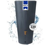 4rain Réservoir LINUS 2en1 220L graphite avec robinet PE imitation laiton et bac à plantes intégré