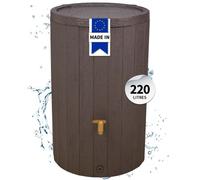 4rain Réservoir MADERA 220 L brun avec robinet PE imitation laiton et couvercle