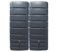 4rain Réservoir Mural Ensemble SLIM 1000 L, gris graphite 2 x SLIM 500 L, incl. connecteur