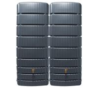 4rain Réservoir Mural Ensemble SLIM 1000 L, gris graphite 2 x SLIM 500 L, incl. connecteur