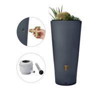 4rain Réservoir VASO 2en1 220 L, gris graphite incl. robinet de vidange en plastique et raccord de descente