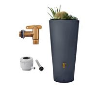 4rain Réservoir Vaso 2en1 220 L, Gris Graphite INCL. Robinet de vidange en Plastique et raccord de Descente
