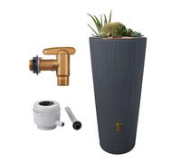 4rain Réservoir VASO DÉCOR 2en1 220 L, graphite gris incl. robinet de vidange en plastique et raccord de descente