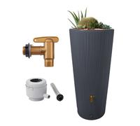 4rain Réservoir VASO DÉCOR 2en1 220 L, graphite gris incl. robinet de vidange en plastique et raccord de descente
