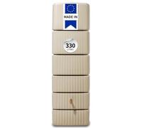 4rain Slim Récupérateur d’Eau de Pluie 330L Sable - Cuve Murale de récupération Durable - Réservoir Compact de Stockage d’Eau pluviale + Robinet PE Imitation Laiton Discret