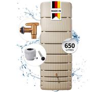4rain SLIM réservoir mural 650 litres beige sable avec remplisseur gris