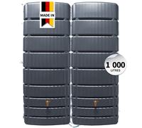 4rain Réservoir Mural Ensemble SLIM 1000 L, gris graphite 2 x SLIM 500 L, incl. connecteur