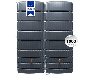 4rain SLIM réservoir mural-SET 1 000 litres gris graphite, 2 x SLIM 500 litres in onnecteur