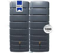 4rain SLIM réservoir mural-SET 1 000 litres gris graphite, 2 x SLIM 500 litres in onnecteur