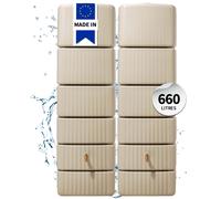 4rain Slim Kit Recuperateur d Eau de Pluie 660L Sable Beige - 2X Réservoir d’Eau de Pluie Slim 330L avec Connecteur - Récupérateur d’Eau Mural Robuste pour Jardin et Terrasse