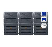 4rain Slim Stone DÉCOR Kit Recuperateur d Eau de Pluie 1530L Graphite - 3X Cuve Murale 510L avec Connecteur et Robinet - Récupérateur d’Eau de Pluie Élégant pour Jardin