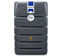 4rain Slim Stone Decor Recuperateur d Eau de Pluie 510 L Gris Graphit - Cuve Murale décorative pour Jardin - Collecteur d’Eau Design Robuste avec Robinet