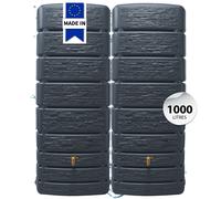 4rain SLIM STONE DÉCOR Réservoir Mural Ensemble 1000 L, gris graphite 2 x DÉCOR PIERRE SLIM 500 L, incl. connecteur