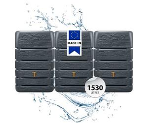 4rain SLIM STONE DÉCOR Réservoir Mural Ensemble 1530 L, gris graphite 3 x SLIM STONE DÉCOR 510 L, incl. connecteur