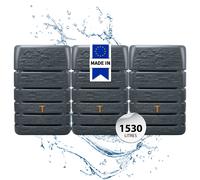 4rain SLIM STONE DECOR réservoir mural-SET 1 530 litres gris graphite, 3 x SLIM STONE DECOR 510 litres incl. connecteur