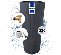 4rain VASO 2in1 DECOR réservoir d’eau de pluie 220 litres gris graphite incl. robinet de sortie en plastique et raccord de descente