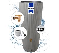 4rain VASO 2in1 DECOR réservoir d’eau de pluie 220 litres gris zinc incl. robinet de sortie en plastique et raccord de descente