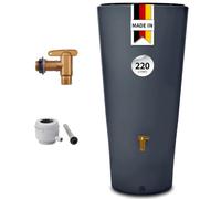 4rain VASO 2in1 récupérateur d'eau de pluie 220 L, gris graphite Incl. robinet de vidange en plastique et raccord de descente