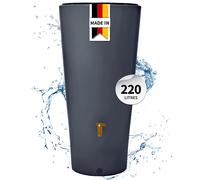 4rain Vaso 2en1 Recuperateur d Eau de Pluie 220L Graphit - Cuve décorative avec bac à Plantes intégré - Réservoir d’Eau de Pluie Robuste pour Jardin et terrasse