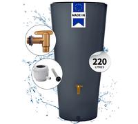 4rain VASO 2in1 réservoir d’eau de pluie 220 litres gris graphite incl. robinet de sortie en plastique et raccord de descente