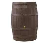 4rain Vino Recuperateur d Eau de Pluie 400 L, Brun foncé - Baril Résistant avec Robinet et Couvercle - Tonne à Eau Durable pour Arrosage du Jardin