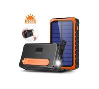 4smarts 456633 Powerbank 12000mAh LiPo Noir/Orange, 2x USB-A & 1x USB-C, Recharge Rapide, Entrée Micro-USB/USB-C, Lampe Torche intégrée