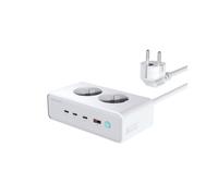 4smarts 540065 Chargeur Secteur Universel 65W GaN Power Delivery 3.0/PPS/Quick Charge 3.0, 1xUSB 2.0 + 3xUSB-C, 1.5m, Argent/Blanc
