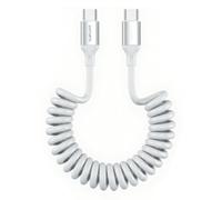 4smarts Câble USB-C vers USB-C 240W 480 Mb/s Spiralé Rétractable 12 à 50cm Blanc