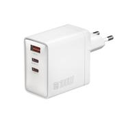 4smarts 542100 Chargeur Secteur Universel 100W : 2x USB-C (Power Delivery 3.0 jusqu'à 100W), 1x USB-A (Quick Charge 4+), GaN, PPS, 110-240V, Argent/Blanc
