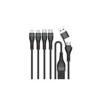 4smarts Câble USB 541023 1.2m USB-A/USB-C vers USB-C/Micro USB-A/Lightning 15W Nylon Tressé Noir