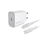 4smarts Chargeur Secteur 20W USB Type-C, Câble USB-C to Lightning 1.5m, 5-12V/3A, Smartphone/Tablette, Blanc, Input 100-240V, Certification MFi