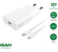 4smarts Chargeur secteur PDPlug Slim 20W GaN 1C+ USB-C vers Lightning 1,5m blanc (540020)
