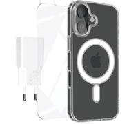 Coque MagSafe pour iPhone 16 avec Verre Trempé Écran et Caméra Blanc