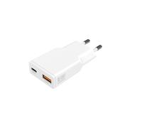 4smarts PDPlug Duos Slim Chargeur Secteur 30W GaN, 1x USB-C Power Delivery 3.0 (30W), 1x USB-A (18W), Blanc, Compatible Smartphone & Tablette, 100-240V