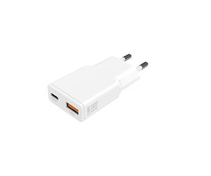 4smarts PDPlug Duos Slim Chargeur Secteur 30W GaN, 1x USB-C Power Delivery 3.0 (30W), 1x USB-A (18W), Blanc, Compatible Smartphone & Tablette, 100-240V